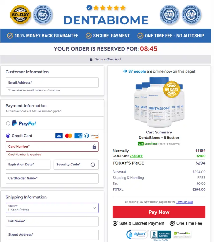 DentaBiome Official Website Secure Order Page